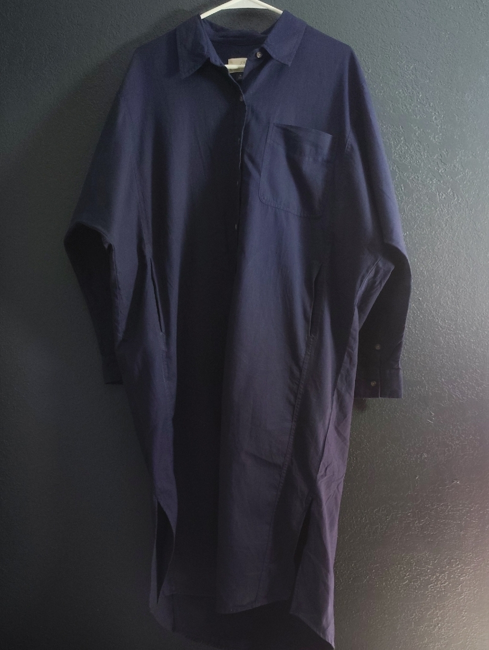 Oversized Minimalist Shirt Dress Preppy Comfortable Navy Shabby Chic